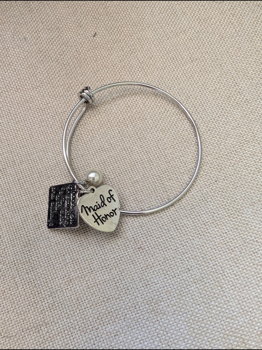 Maid of Honor Silver Bangle Charm Bracelet